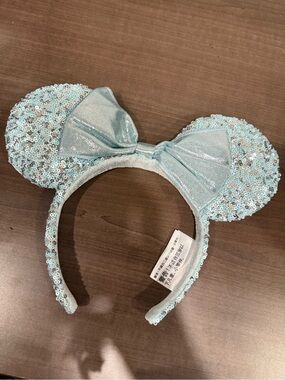 Sequin Light Blue Minnie Mouse Ear Headband